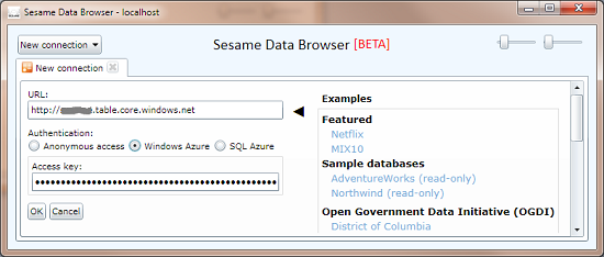 Sesame Windows Azure authentication