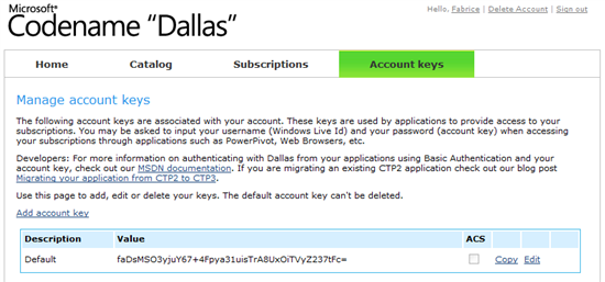 Dallas Account Keys